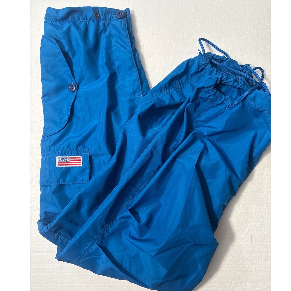 Vintage UFO USA Parachute Pants Blue Cargo Rave Festival Y2K XS